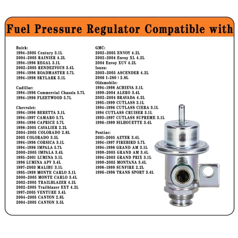 ZIMGLOBAL Fuel Pressure Regulator for GM Vehicles Chevy Buick Cadillac GMC Isuzu Oldsmobile Pontiac 1994-2005 Replaces OEM 17113622 17120440 2173302 17091221 17091947 17113032 FP10300 23022 23091 FP10004 - Image 2